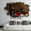 Still life Roses Wine Red Book Stemware Ribbon 3D Wall Stickers Mural Smashed Wall Art Removable Poster Vinyl decals For Bedroom Living Room Playroom Nursery Office Shop,32 inch view 1