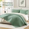 Comfort Spaces Sage Green Oversized Queen Quilt Set 102"x118" Bedspread Quilted Summer Lightweight Microfiber Bedding Coverlet with Double Sided Stitching Soft All Season 3 Piece with Matching Shams view 2
