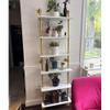 HEONITURE Industrial Gold Bookshelf-6 Tier Wall Mounted Ladder Bookshelf, Rustic Gold Storage Book Shelves Display Bookcases for Living Room/Home/Office view 4