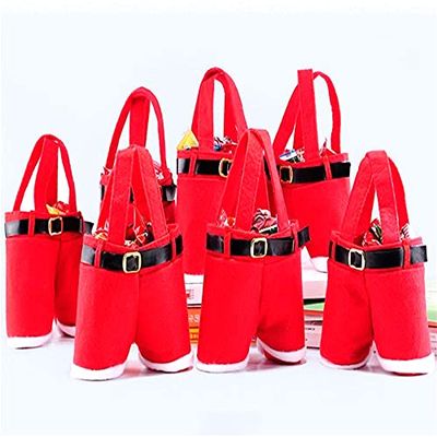 Santa Pants Style Creative Bag/Lovely Cute Treat Bags Stocking Tree Filler Sacks Stocking Xmas Gift Christmas Decorations Xmas Halloween Wine Bottle Totes, 7Pack