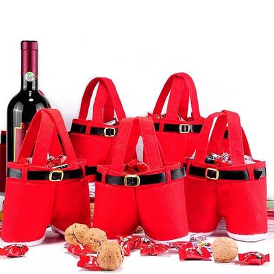 5 Pcs Bags Santa Pants Treats Bag Wine Bottle Totes for Halloween Xmas Decoration Gift Sacks Candy Stocking Wrapping,S