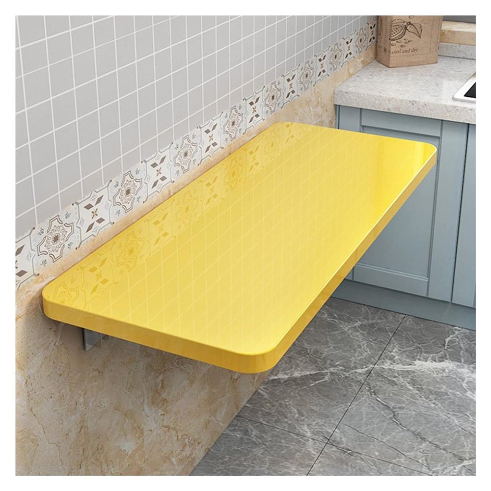 ALGWXQ Wall Mounted Folding Desks Sturdy Floating Table for use as a Computer Desk, Home Office Desk, Kitchen Counter, Dining Table, Laundry Shelf (Color : Yellow, Size : 50x40cm)