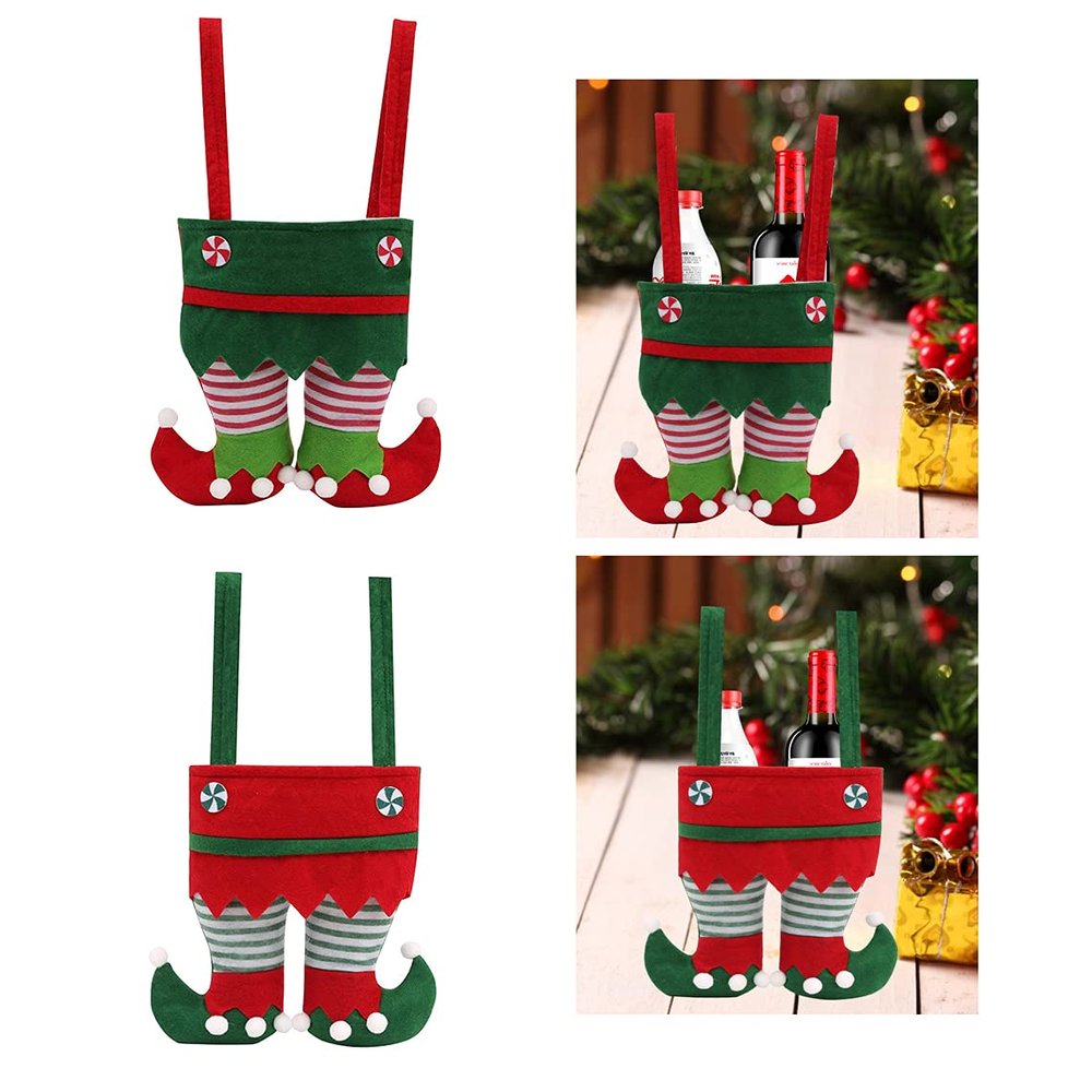 2 Pack Christmas Candy Treat Bags/Wine Bottle Bag, Stocking Tree Filler Sacks Stocking Xmas Gift Decorations