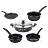 5 Piece Kitchen Accessories Set | Non Stick Induction Friendly Cookware | Kadai with Lid , Fry Pan , Tawa , Sauce & Tadka Pan | Ceramic Hard Anodized | Cast Iron Utensils view 1