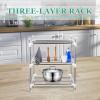 Cabilock 1pc Multi-functional Three-layer Kitchen Storage Shelf Rack Stainless Steel Organizer for Pots and Pans Space-saving for Household Organization view 3