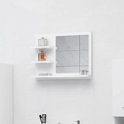 Acrylic Mirror,Wall Mounted Bathroom Mirror with Open Shelves,Wall Mirror with Shelf,Wall Mirror Hanging for Bathroom, Vanity, Bedroom, Entryway, White 23.6"x4.1"x17.7" Chipboard