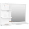 Acrylic Mirror,Wall Mounted Bathroom Mirror with Open Shelves,Wall Mirror with Shelf,Wall Mirror Hanging for Bathroom, Vanity, Bedroom, Entryway, White 23.6"x4.1"x17.7" Chipboard view 3