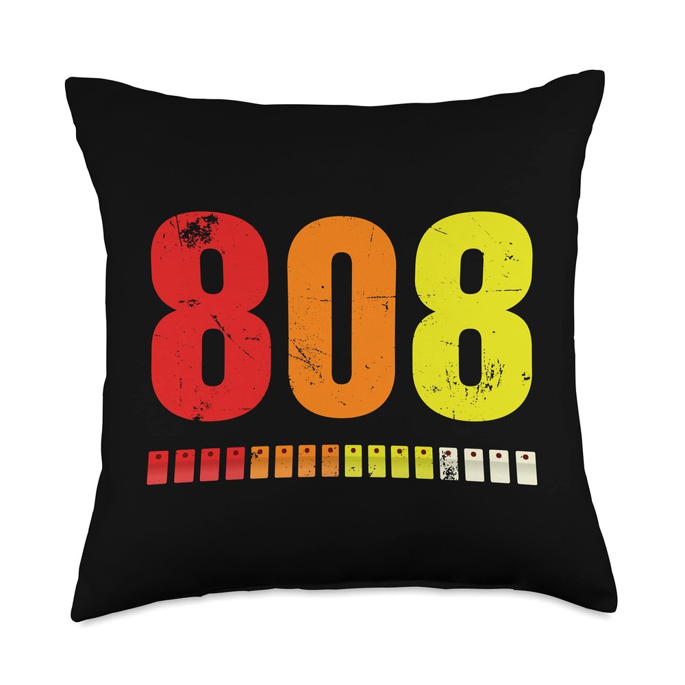 808 Retro Vintage Electronic Drum Machine from the 80s Throw Pillow