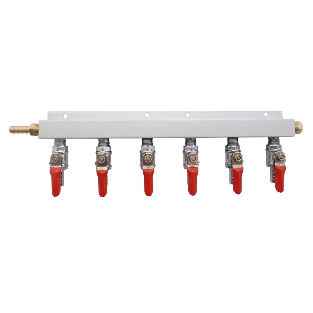 2 Way / 3 Way / 4 Way / 5 Way / 6 Way Gas Manifold, CO2 Distributor Manifold Stem Splitter Beer Integrated Check Valves Homebrew Beer Making Brewing Tool