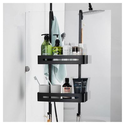 ZTBH Bathroom Divider Black Hanging Bath Shelves Bathroom Shelf, Bathroom Storage Shelf Rack Bathroom Hardware Sets (Color : Style 3)