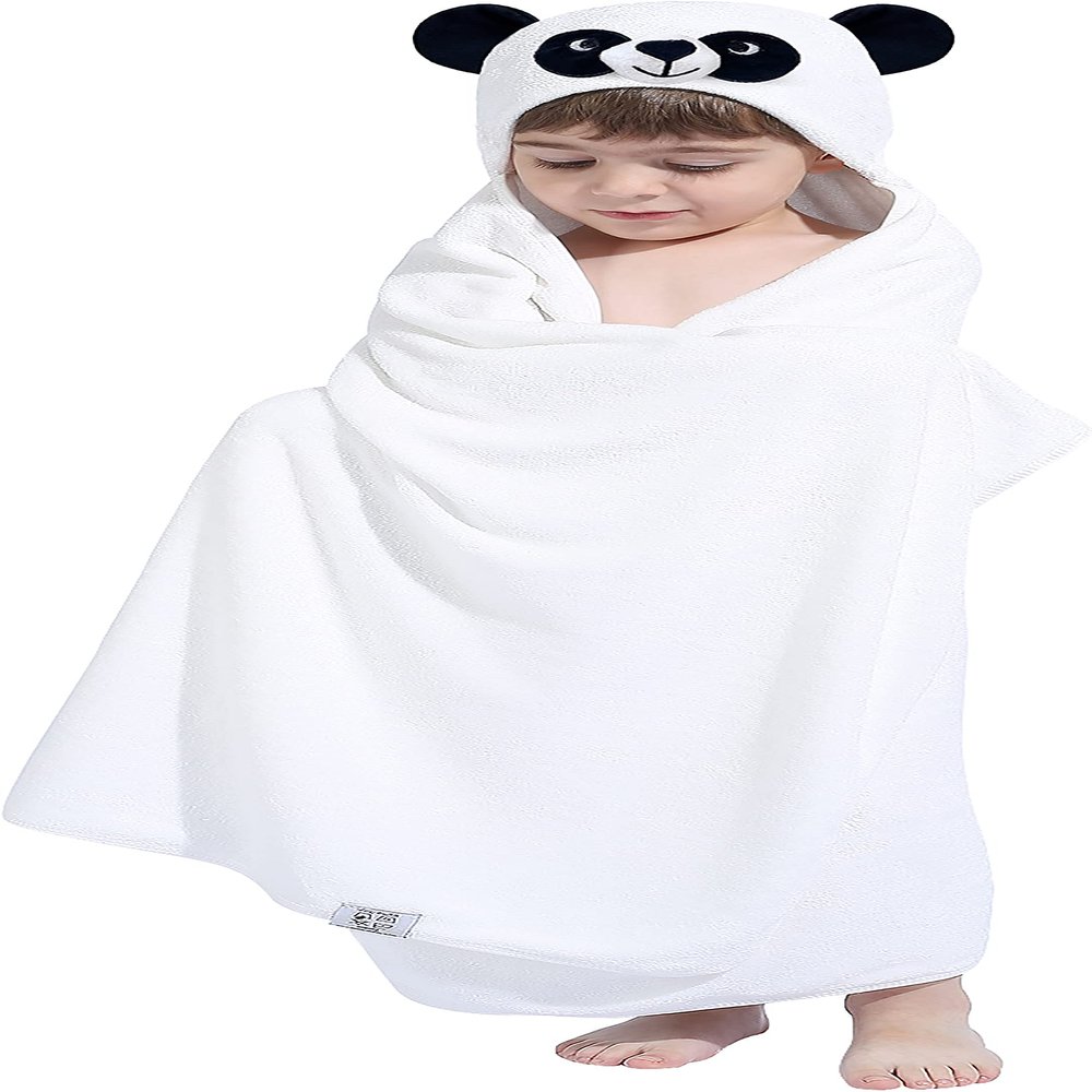 HIPHOP PANDA Hooded Towel for Kids - Viscose Derived from Bamboo, 30 X 50 INCH Large Size for 3-10 Yrs - Premium Kids Bath Towel Beach Towels Wrap for Girls, Boys, Panda