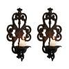 BOOMLATU Heavy Cast Iron Set of 2 Wall Mounted Candle Sconces Holders,Hanging Candle Holder for Wall, Home Wall Art for Living Room Fireplace Yard Pathway view 1