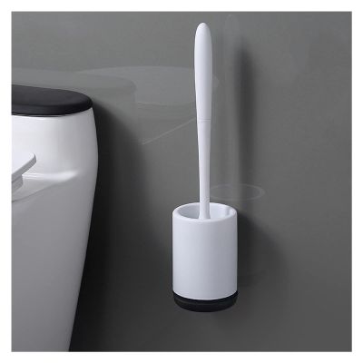 Bathroom Divider Toilet Brush And Holder Set, Silicone Toilet BrushPlastic Toilet Bowl BrushWall-mounted Or Floor-Standing Bathroom Toilet Cleaning Brush Bathroom Hardware Sets ( Color : WT Black )