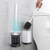 Bathroom Divider Toilet Brush And Holder Set, Silicone Toilet BrushPlastic Toilet Bowl BrushWall-mounted Or Floor-Standing Bathroom Toilet Cleaning Brush Bathroom Hardware Sets ( Color : WT Black ) view 2