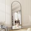 HARRITPURE 58"x18" Arched Full Length Mirror Free Standing Leaning Mirror Hanging Mounted Mirror Aluminum Frame Modern Simple Home Decor for Living Room Bedroom Cloakroom, Black view 1