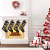 CUXWEOT Personalized Treble Clef Golden Music Note Black Christmas Stocking Customize Name Xmas Socks for Family Holiday Decorations Gift 17.52 x 7.87 Inch view 2