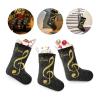 CUXWEOT Personalized Treble Clef Golden Music Note Black Christmas Stocking Customize Name Xmas Socks for Family Holiday Decorations Gift 17.52 x 7.87 Inch view 3