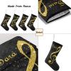 CUXWEOT Personalized Treble Clef Golden Music Note Black Christmas Stocking Customize Name Xmas Socks for Family Holiday Decorations Gift 17.52 x 7.87 Inch view 4