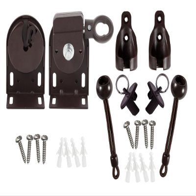 Lifepefe Bunge kit+Cordless Bracket+New end Cover, Universal Replacement mounting Bracket kit for Outdoor/Indoor Sun Blind (Brown)