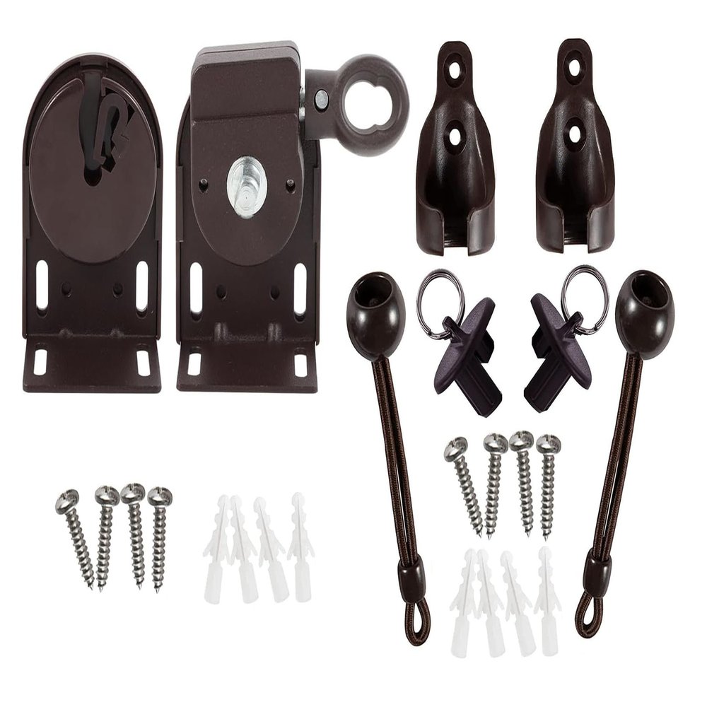 Lifepefe Bunge kit+Cordless Bracket+New end Cover, Universal Replacement mounting Bracket kit for Outdoor/Indoor Sun Blind (Brown)