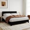 Allewie Full Size Bed Frame with Adjustable Headboard, Faux Leather Platform Bed with Wood Slats, Heavy Duty Mattress Foundation, No Box Spring Needed, Noise-Free, Easy Assembly, Black view 1