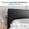 Allewie Full Size Bed Frame with Adjustable Headboard, Faux Leather Platform Bed with Wood Slats, Heavy Duty Mattress Foundation, No Box Spring Needed, Noise-Free, Easy Assembly, Black view 4