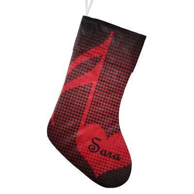 CUXWEOT Personalized Red Musical Note Dot Christmas Stockings Customize with Name for Family Kids Pet Holiday Decorations Gift 17.52 x 7.87 Inch