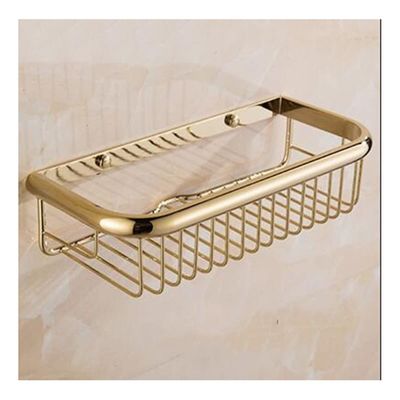 ZTBH Bathroom Divider Bathroom Corner Shelf, Holder Dual Tier Bathroom Shelves Bathroom Hardware Sets (Color : 30cm Gold)