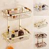 ZTBH Bathroom Divider Bathroom Corner Shelf, Holder Dual Tier Bathroom Shelves Bathroom Hardware Sets (Color : 30cm Gold) view 3