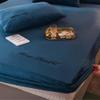 CFYCYHDZHT Bedding Best for Hotel Home,Warm Crystal Velvet Mattress Cover with Deep Pockets, Bedroom Guest Room Pure Color Embroidered Bed Protector Navy Blue 180200cm (3pcs) view 3