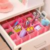 HERCHR Adjustable Drawer Dividers, Grid Drawer Dividers Diy Drawer Dividers with Plastic Drawer Organizer for Makeup Tools Underwear Socks(Pink 9.76 * 2.76in) view 2