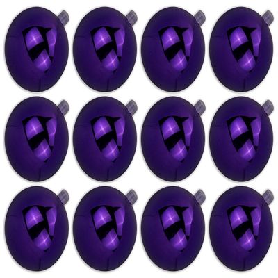 12 Pack 80mm 3" Shiny Purple Ball Ornament with Wire, UV Coated