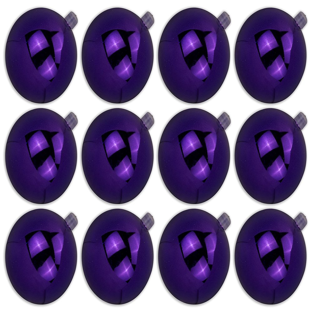 12 Pack 80mm 3" Shiny Purple Ball Ornament with Wire, UV Coated