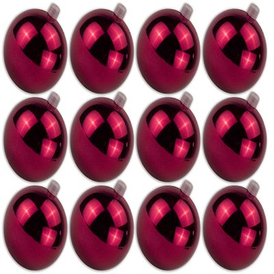 12 Pack 70mm 2.75 Shiny Burgundy Ornament with Wire and UV Coating