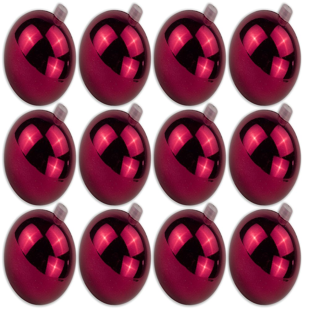 12 Pack 70mm 2.75 Shiny Burgundy Ornament with Wire and UV Coating
