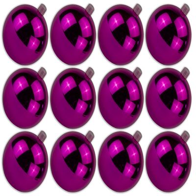 12 Pack 80mm 3" Shiny Pink Ball Ornament with Wire, UV Coated