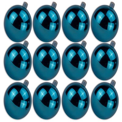 12 Pack 80mm 3" Shiny Aqua Ball Ornament with Wire, UV Coated