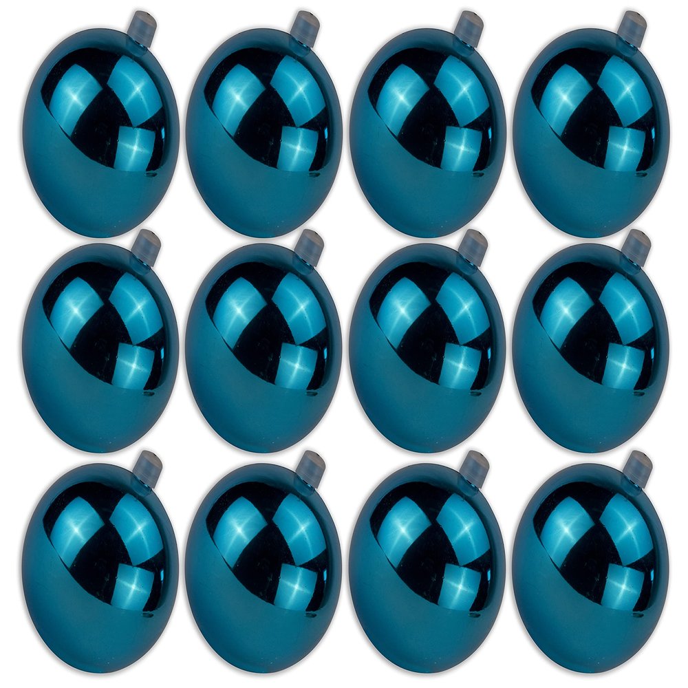12 Pack 80mm 3" Shiny Aqua Ball Ornament with Wire, UV Coated