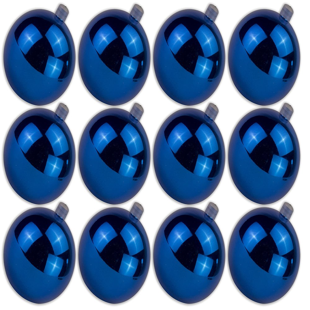 12 Pack 80mm 3" Shiny Blue Ball Ornament with Wire, UV Coated