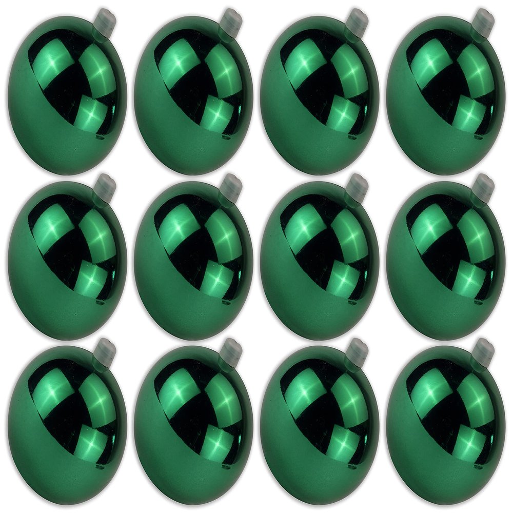 12 Pack 70mm 2.75 Shiny Green Ornament with Wire and UV Coating