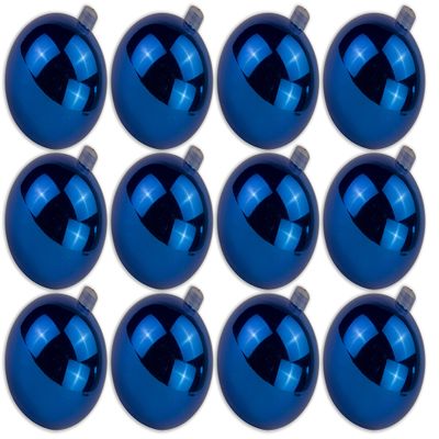 12 Pack 70mm 2.75 Shiny Blue Ornament with Wire and UV Coating