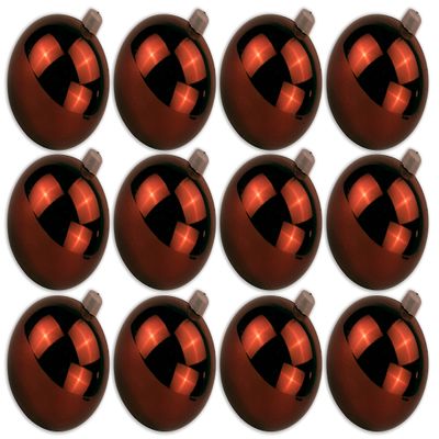 12 Pack 80mm 3" Shiny Copper Ball Ornament with Wire, UV Coated