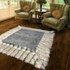 Fur Accents Shag Animal Pelt Rug, Gray or Brown with Fox Fur Border, Plush Faux Fur, Bear Skin, Sheepskin Area Rug, Thick Shaggy Soft Fur, Hand Made to Order USA (5'x8', Gray Tones with Border) view 1