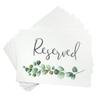 Calendars and More Elegant Eucalyptus Reserved Card Signs for Wedding Ceremony & Reception Chairs, Rows or Tables, Ultra Thick 3 Ply Stock with Pearl Core Canvas Texture (8 Pack - No Holes Ribbon) view 3