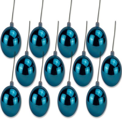 12 Pack 100mm 4" Shiny Aqua Ball Ornament with Wire and UV Coating