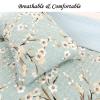 3-Piece Cotton King Quilt Bedding Set, Cream Cherry Blossom Floral Cyan Blue Green Lightweight Reversible Coverlet Bedspread for All Season view 3