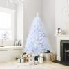 Happygrill 6FT White Christmas Tree Realistic Lush Xmas Tree with 792 PVC & PET Branch Tips Hinged Structure & Metal Base Artificial Iridescent Pine Tree for Festival Home Mall view 2