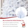 Happygrill 6FT White Christmas Tree Realistic Lush Xmas Tree with 792 PVC & PET Branch Tips Hinged Structure & Metal Base Artificial Iridescent Pine Tree for Festival Home Mall view 4