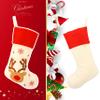 Hopearl 19'' Christmas Stockings Kit 4 Pcs Xmas Stocking Father Christmas Snowman Reindeer Penguin Rustic Flax Socks Holders Ornament Gifts Bags for Family Tree Party Supplies view 4