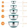 22-Piece Mixing Bowls with Teal Blue Lids & Accessories Set, E-far Stainless Steel Nesting Bowls with Covers & Non-Slip Bottoms, Metal Bowls for Cooking/Baking/Serving/Storage -Size 7/3.5/2.5/1.5/1 QT view 2